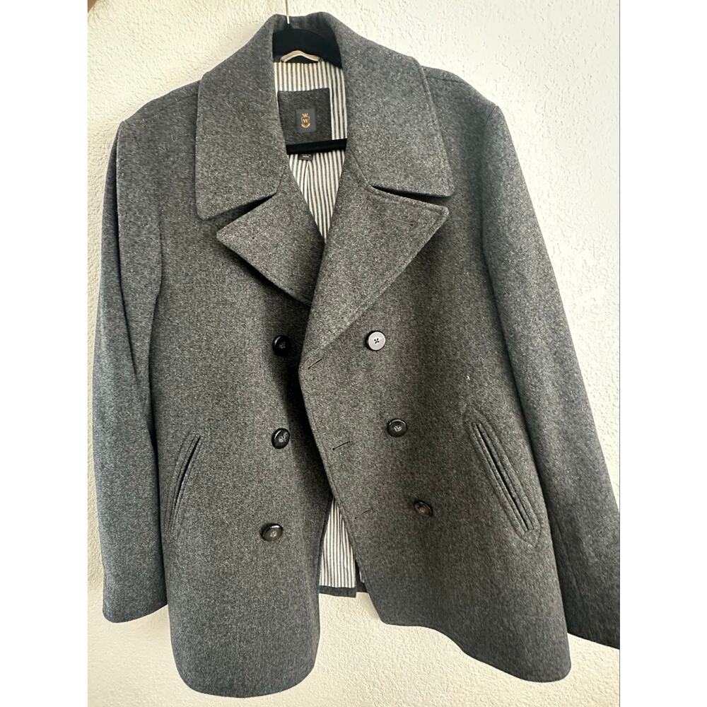 Wallin & Bros Men’s Gray Wool Peacoat Jacket Double Breasted Coat
